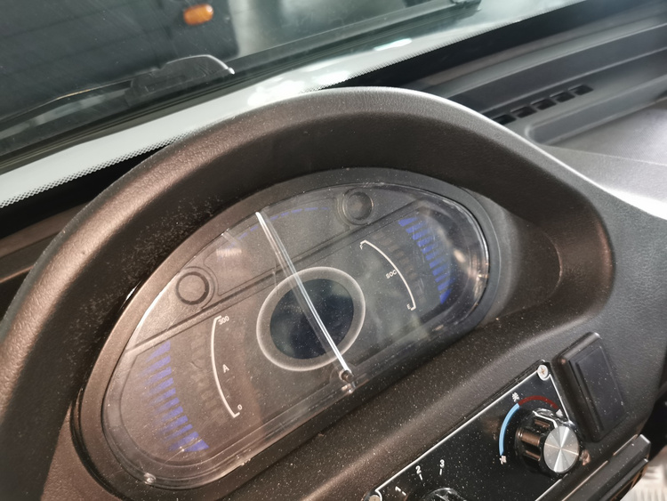 Electric van instrument panel checked before road testing